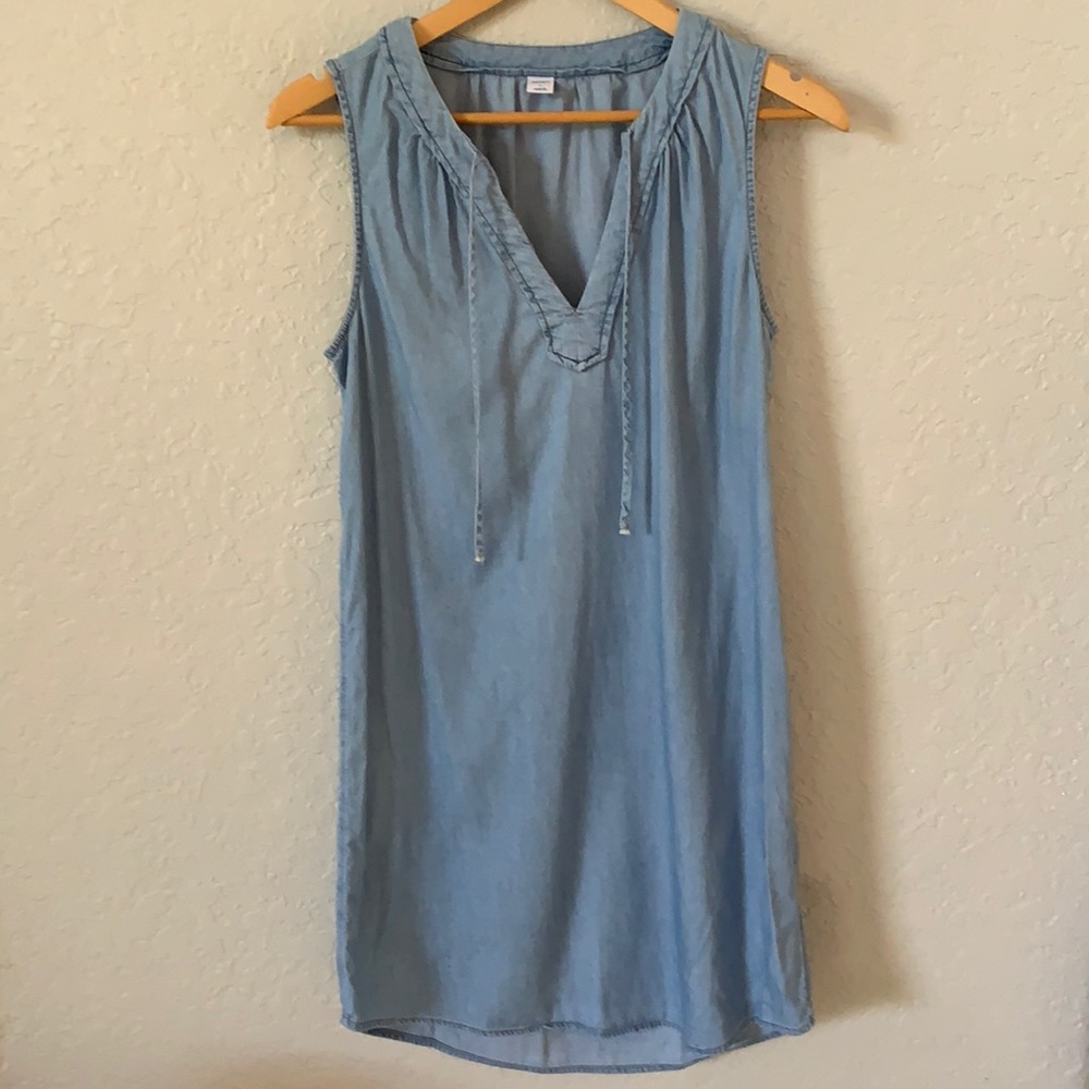 Old Navy Sz S Chambray Shift Dress Blue Sleeveless